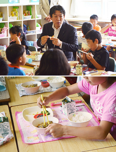 赤平市内小中学校にて「松尾ジンギスカン」が給食で提供されました