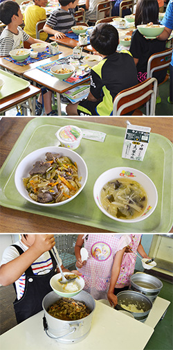 滝川市内小中学校にてジンギスカン丼が給食で提供されました