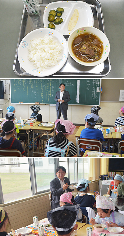 芦別市内小中学校にて「松尾ジンギスカン」が給食で提供されました